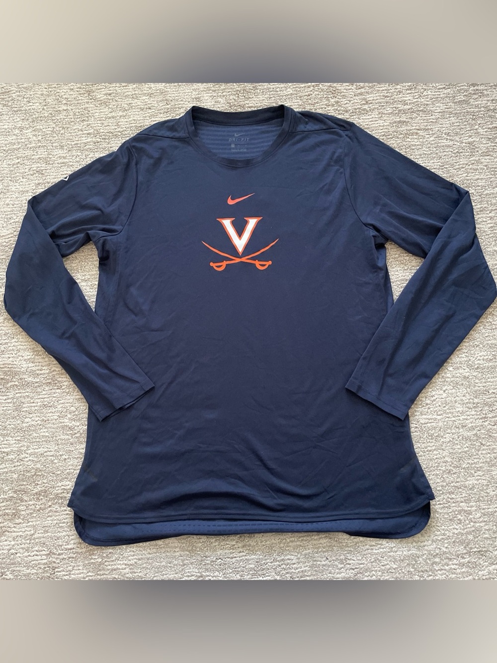 Virginia Cavaliers Nike Dri-Fit Long Sleeve Shirt Men's Size Large Navy Blue
